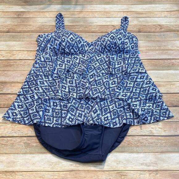 Swim Solutions Fauxkini One-Piece Swimsuit NWT - Picture 2 of 4